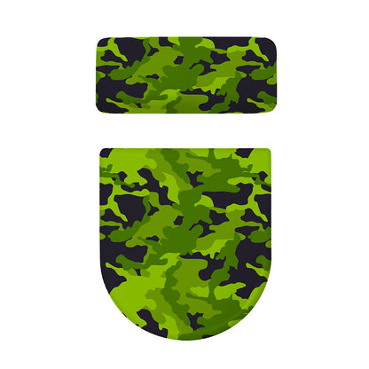 Lime Green Camouflage Print Toilet Lid And Tank Cover Set