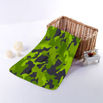 Lime Green Camouflage Print Towel