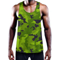 Lime Green Camouflage Print Men's Workout Tank Top