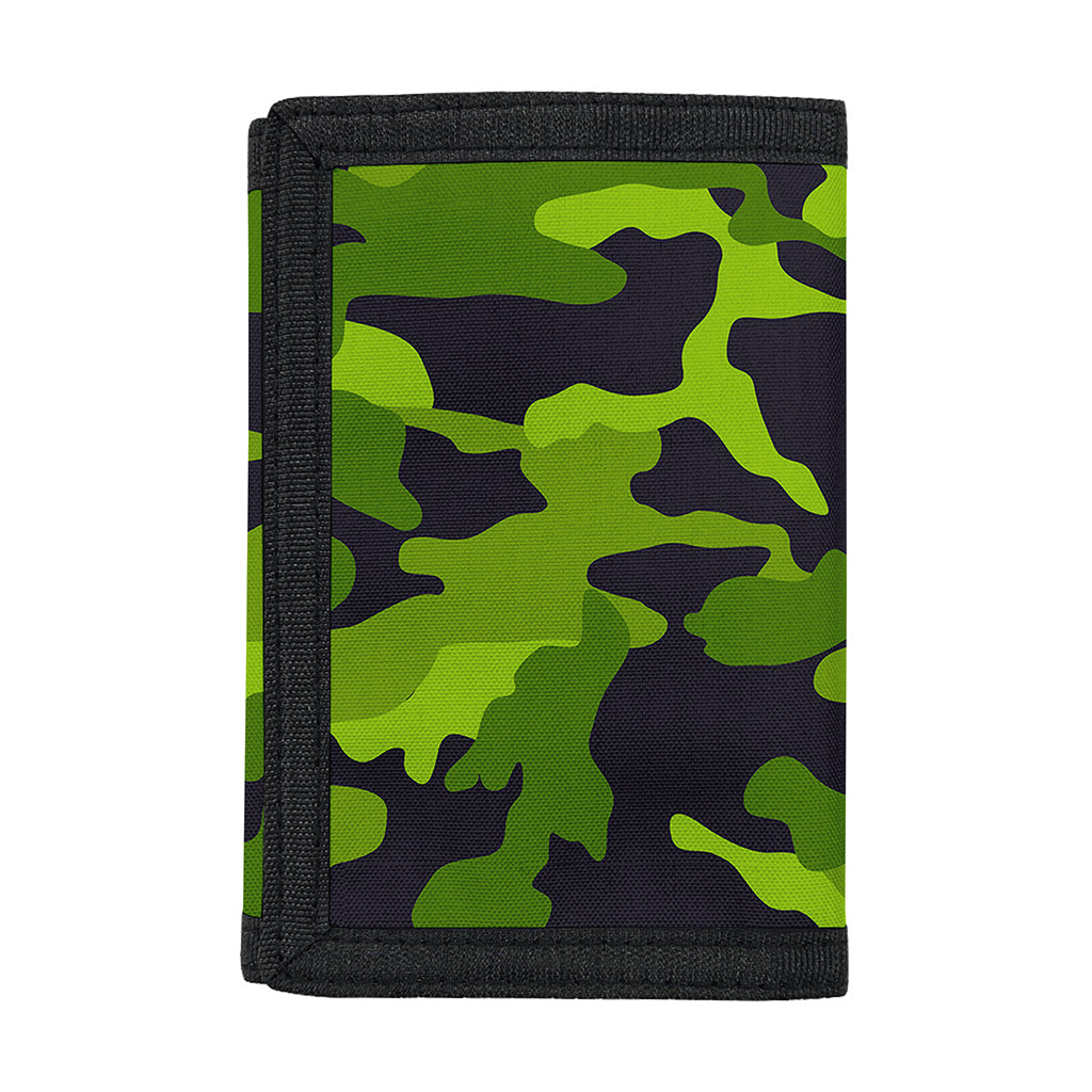 Lime Green Camouflage Print Trifold Wallet