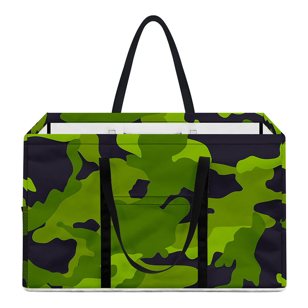 Lime Green Camouflage Print Utility Tote Bag