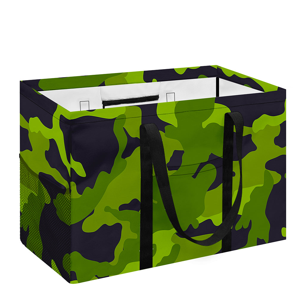 Lime Green Camouflage Print Utility Tote Bag