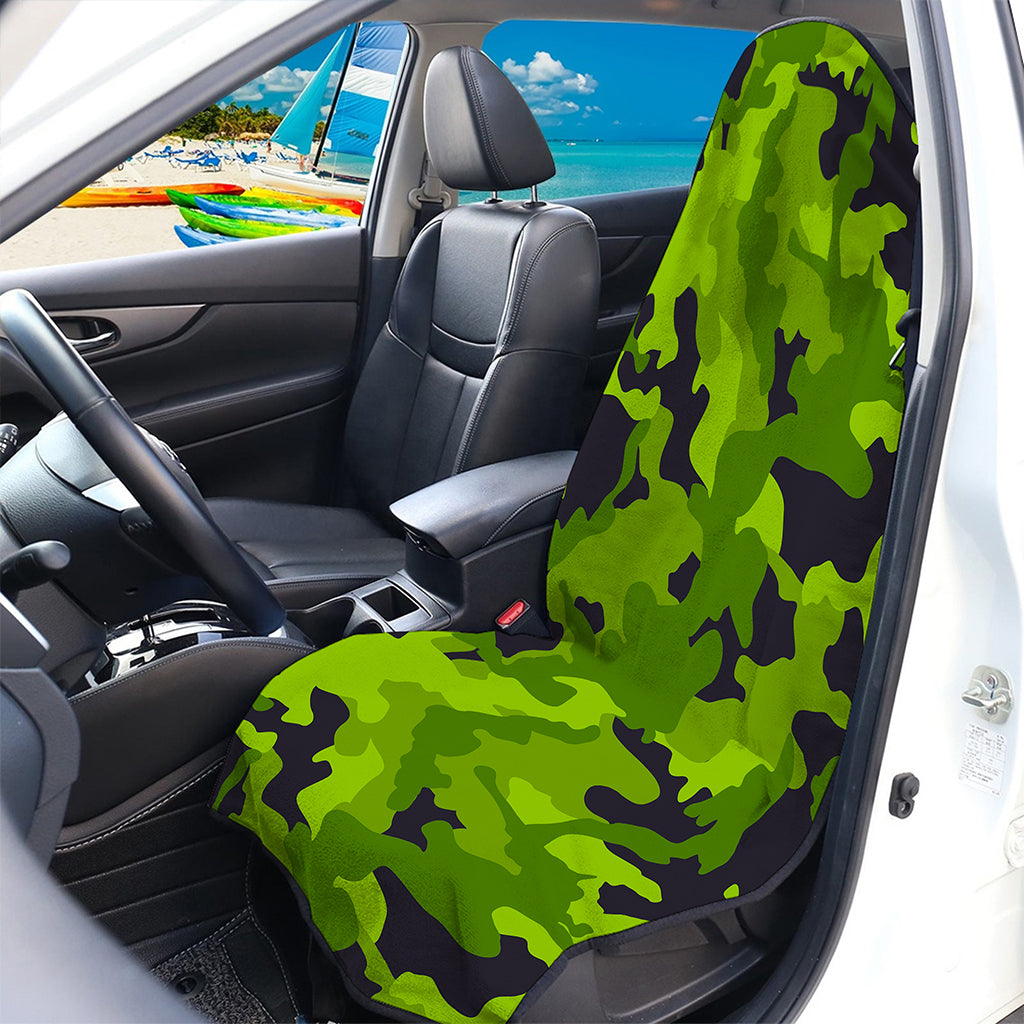 Lime Green Camouflage Print Waterproof Car Seat Cover