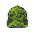 Lime Green Camouflage Print White Mesh Trucker Hat