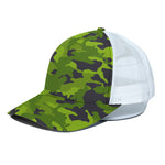 Lime Green Camouflage Print White Mesh Trucker Cap