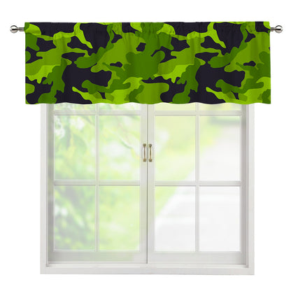 Lime Green Camouflage Print Window Valance