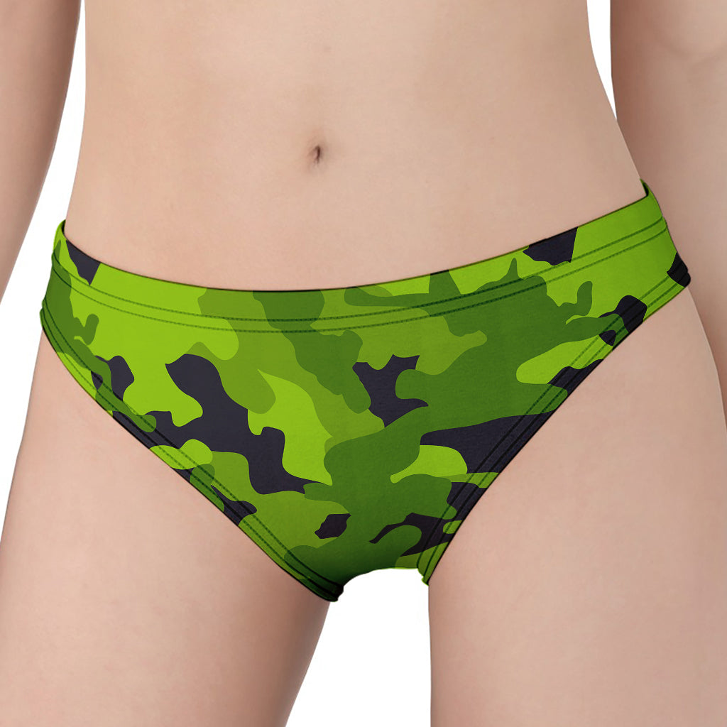 Lime Green Camouflage Print Women's Panties