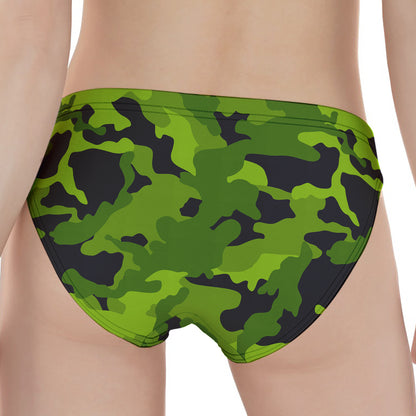 Lime Green Camouflage Print Women's Panties