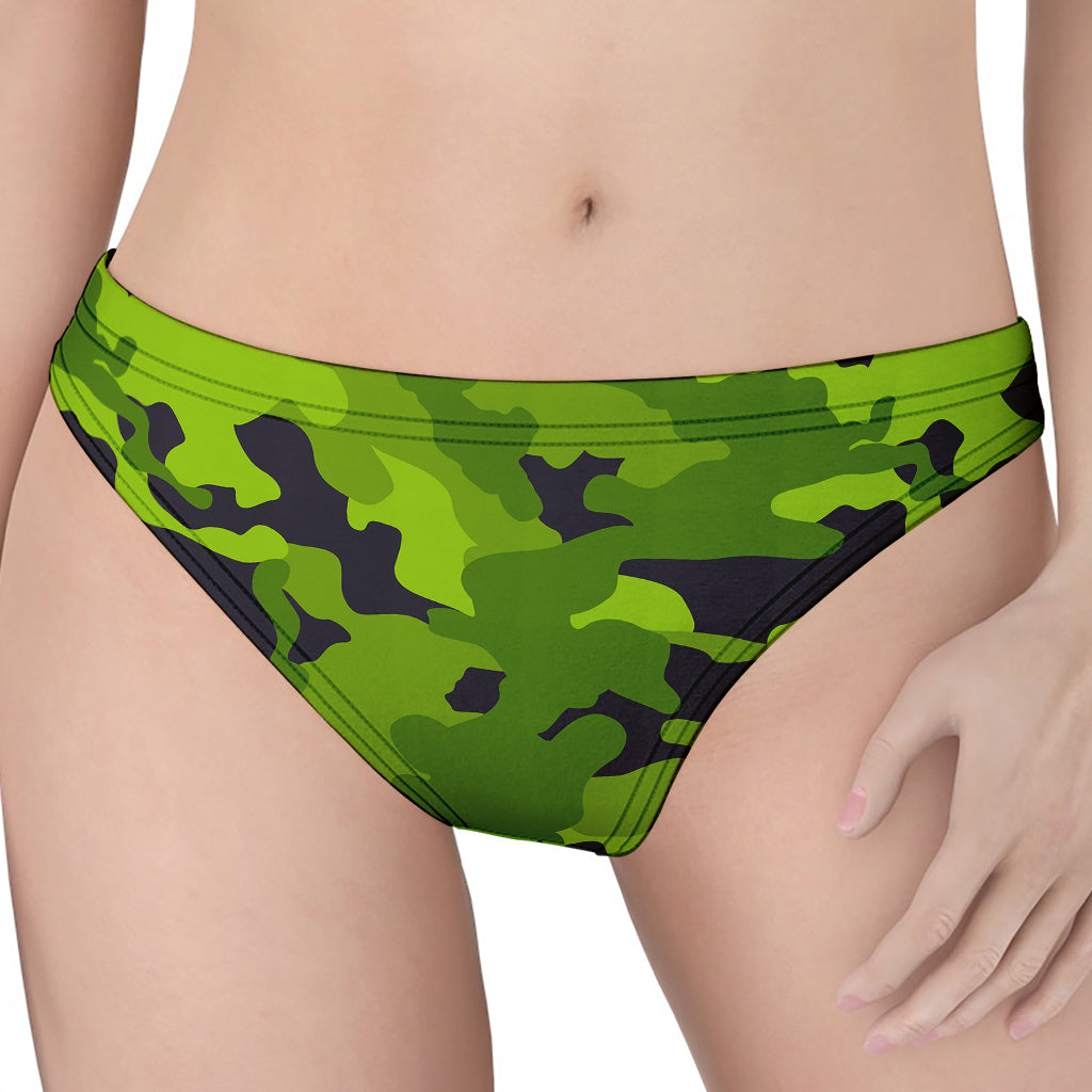 Lime Green Camouflage Print Women's Thong