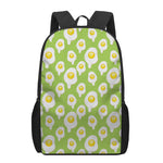 Lime Green Fried Eggs Pattern Print 17 Inch Backpack