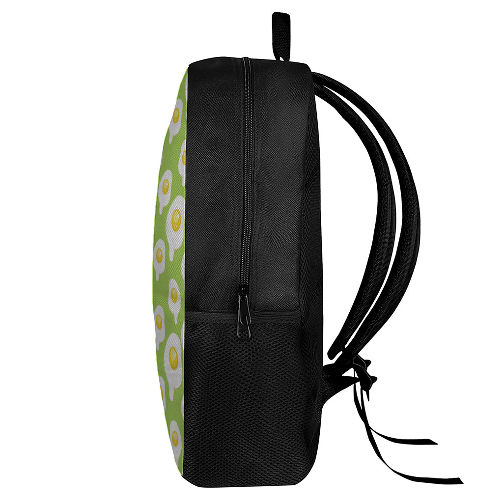 Lime Green Fried Eggs Pattern Print 17 Inch Backpack