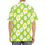 Lime Green Fried Eggs Pattern Print Aloha Shirt