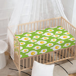 Lime Green Fried Eggs Pattern Print Baby Crib Sheet