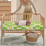 Lime Green Fried Eggs Pattern Print Baby Crib Sheet