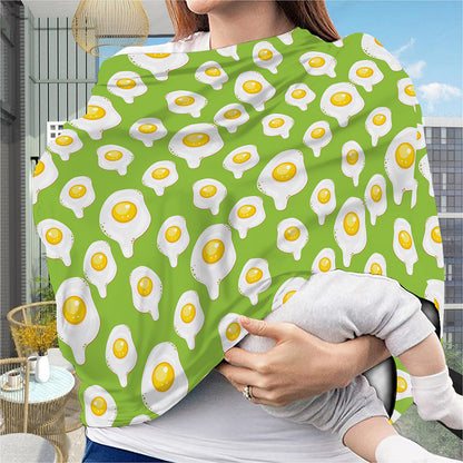 Lime Green Fried Eggs Pattern Print Baby Seat Cover