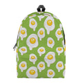 Lime Green Fried Eggs Pattern Print School Backpack