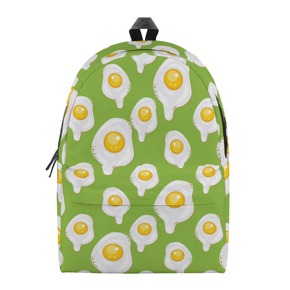 Lime Green Fried Eggs Pattern Print Backpack