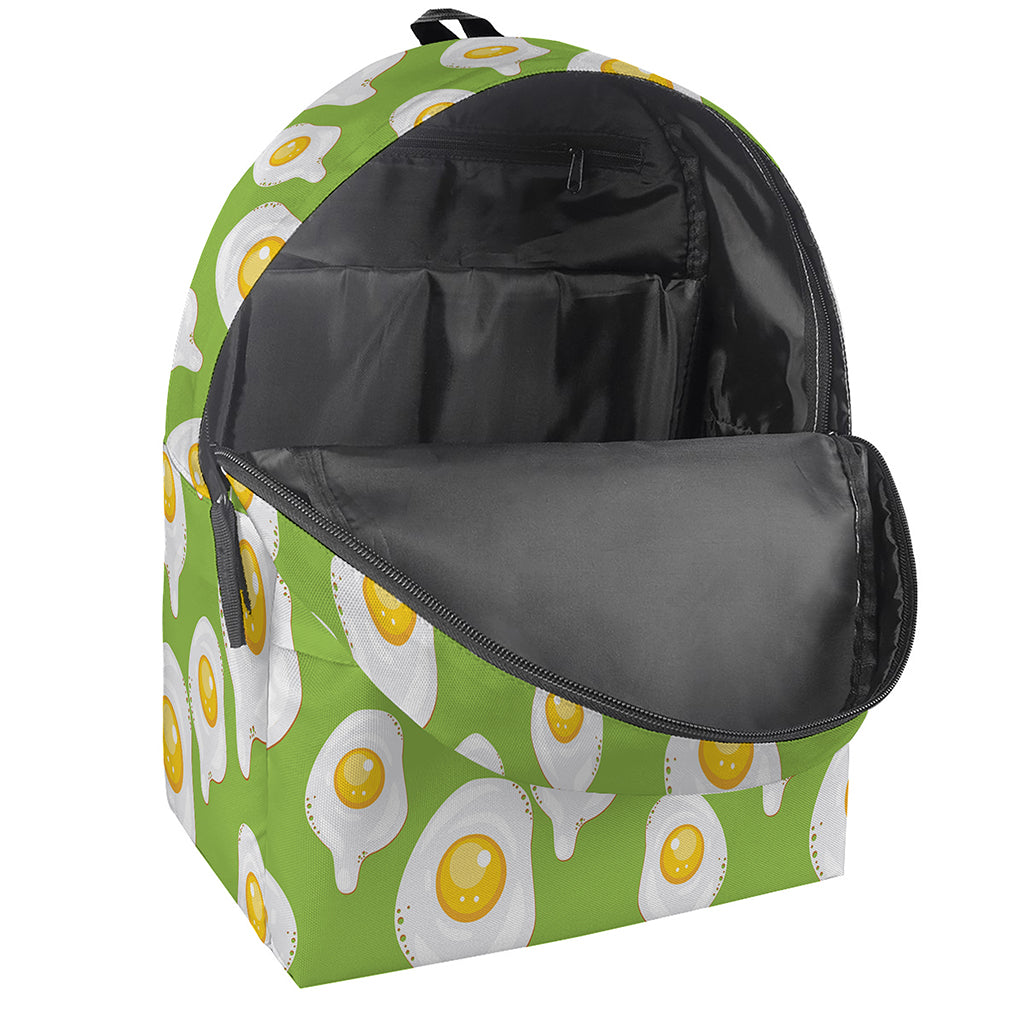 Lime Green Fried Eggs Pattern Print Backpack