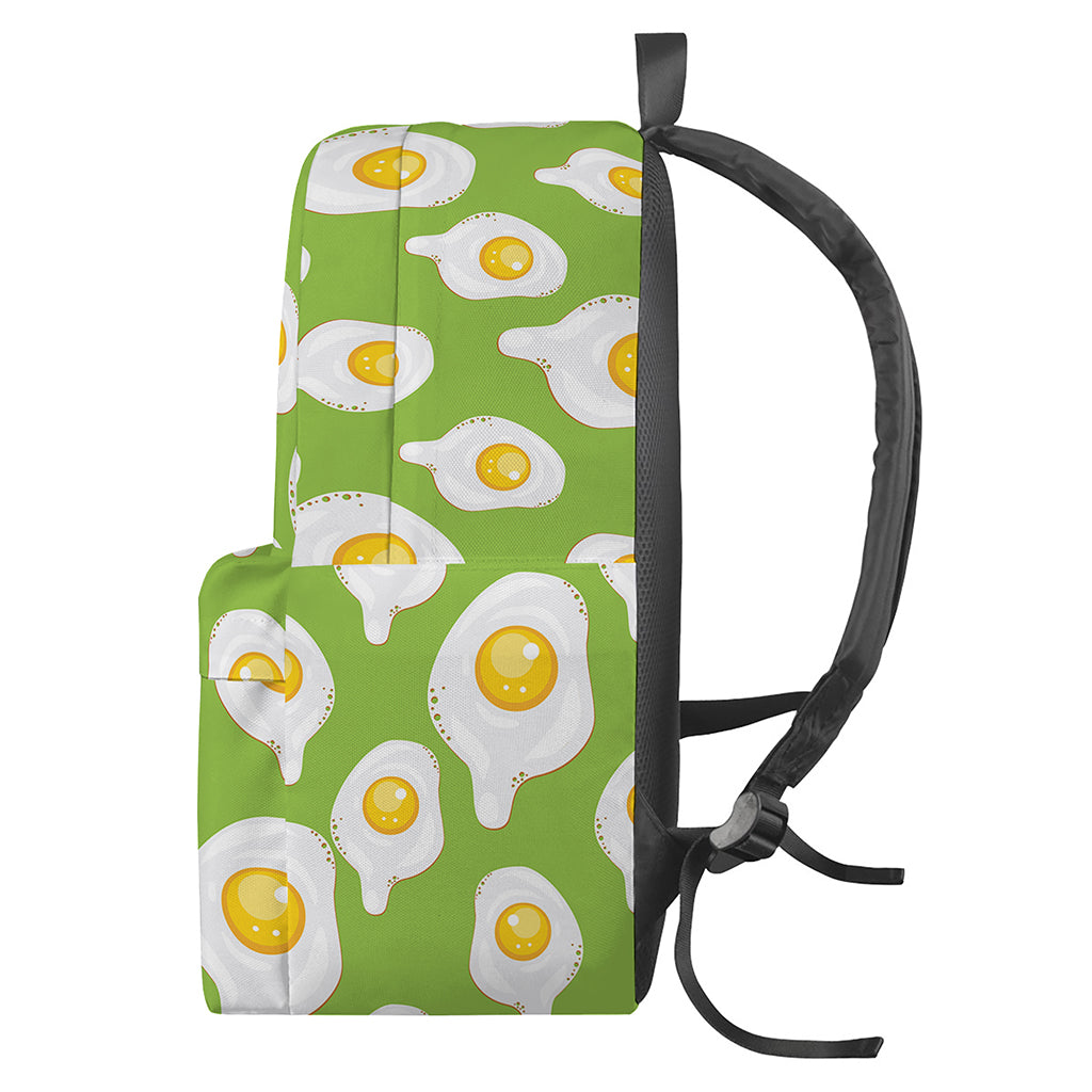Lime Green Fried Eggs Pattern Print Backpack