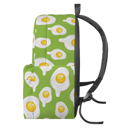 Lime Green Fried Eggs Pattern Print Backpack