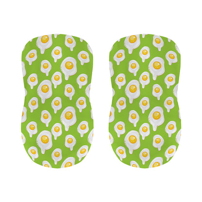 Lime Green Fried Eggs Pattern Print Bar Stool Covers