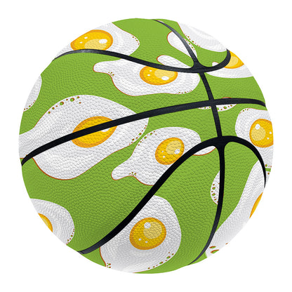 Lime Green Fried Eggs Pattern Print Basketball