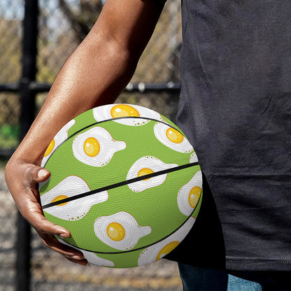 Lime Green Fried Eggs Pattern Print Basketball