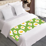 Lime Green Fried Eggs Pattern Print Bed Runner