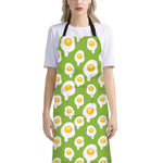 Lime Green Fried Eggs Pattern Print Bib Apron With Pocket