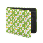 Lime Green Fried Eggs Pattern Print Bifold Wallet