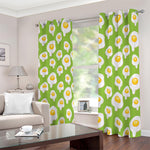 Lime Green Fried Eggs Pattern Print Blackout Grommet Curtains