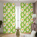 Lime Green Fried Eggs Pattern Print Dimout Pencil Pleat Curtains