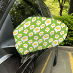 Lime Green Fried Eggs Pattern Print Car Side Mirror Covers