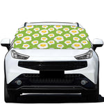 Lime Green Fried Eggs Pattern Print Car Windshield Snow Cover