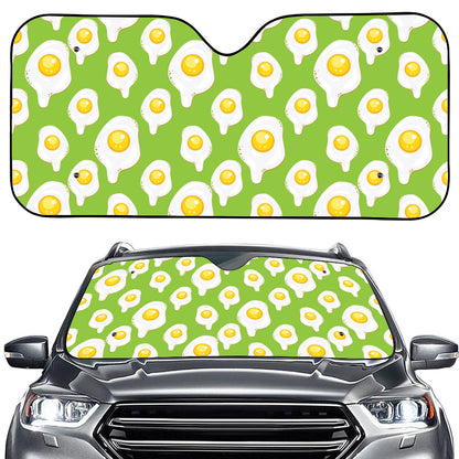 Lime Green Fried Eggs Pattern Print Car Windshield Sun Shade