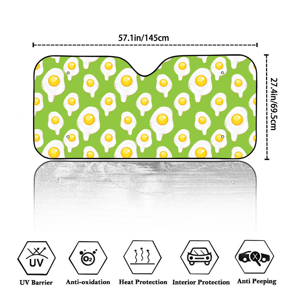 Lime Green Fried Eggs Pattern Print Car Windshield Sun Shade