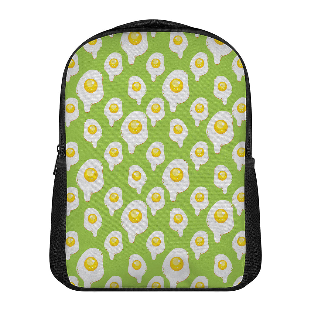 Lime Green Fried Eggs Pattern Print Casual Backpack