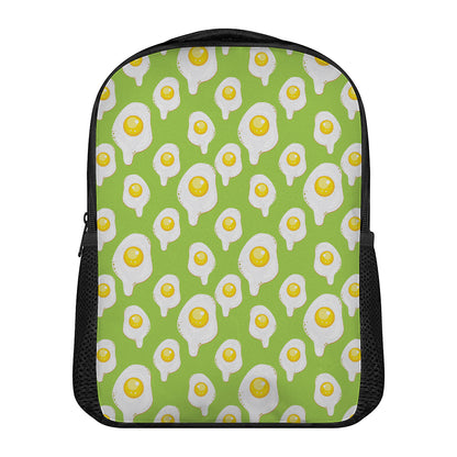 Lime Green Fried Eggs Pattern Print Casual Backpack