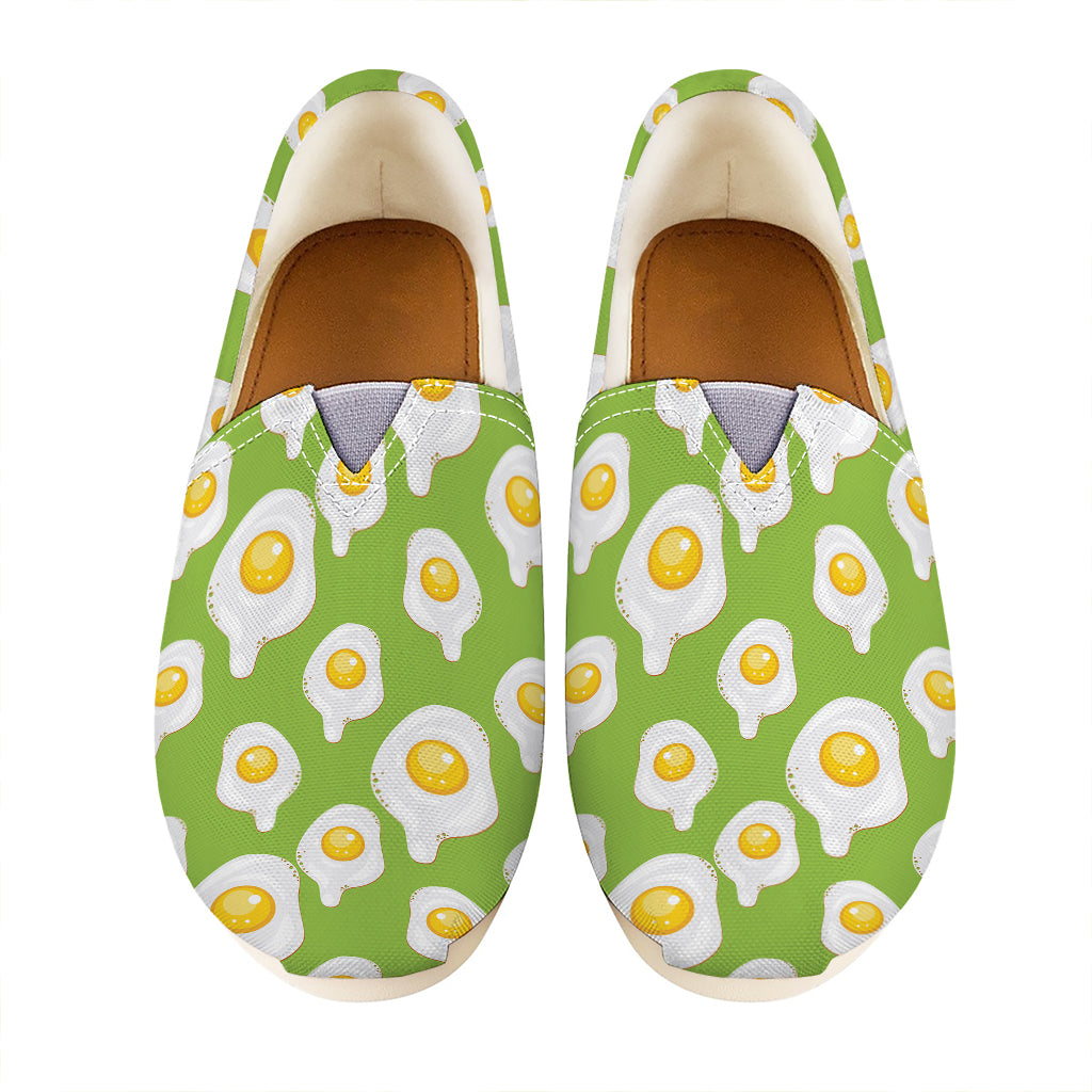 Lime Green Fried Eggs Pattern Print Casual Shoes