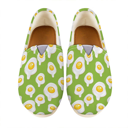 Lime Green Fried Eggs Pattern Print Casual Shoes