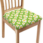 Lime Green Fried Eggs Pattern Print Chair Cushion Cover