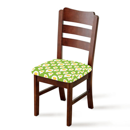 Lime Green Fried Eggs Pattern Print Chair Cushion Cover