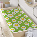 Lime Green Fried Eggs Pattern Print Changing Pad Cover