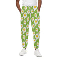 Lime Green Fried Eggs Pattern Print Cotton Sweatpants