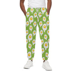 Lime Green Fried Eggs Pattern Print Cotton Pants