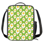 Lime Green Fried Eggs Pattern Print Crossbody Lunch Bag