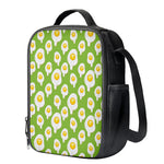 Lime Green Fried Eggs Pattern Print Crossbody Lunch Bag