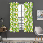 Lime Green Fried Eggs Pattern Print Curtain