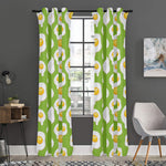 Lime Green Fried Eggs Pattern Print Curtain