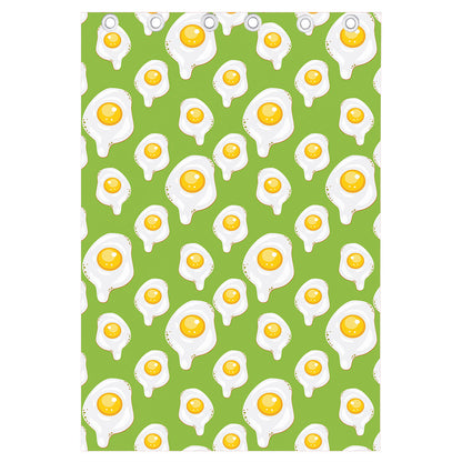 Lime Green Fried Eggs Pattern Print Curtain